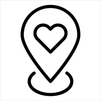 un único corazón icono en un mapa puntero vector