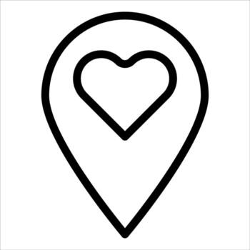 un nuevo corazón icono en un mapa puntero vector