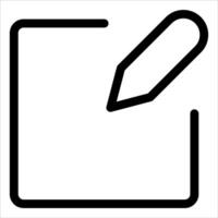 A black and white icon of a pencil and a square vector