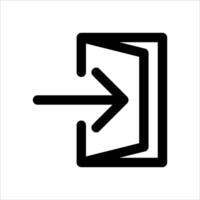 A unique black and white icon of a door with an arrow pointing to it vector