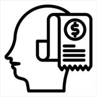 A new black and white icon of a head with a dollar sign vector