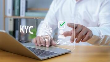 Personal information for identification, Human engage in KYC verification, Know your customer concept, Business verifying the identity of clients for KYC financial client authentication, Identity Tech photo