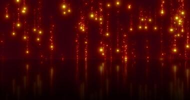 Abstract falling curtains. Streams of sinking sparkling colored particles. Mirror reflection on the floor. Abstract animation.2 video