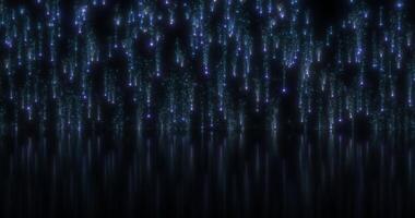 Abstract falling curtains. Streams of sinking sparkling colored particles. Mirror reflection on the floor. Abstract animation. video