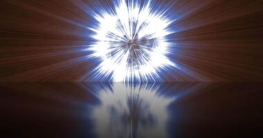 A magic ball with rays of light and reflection on the mirror floor. Abstract star. video