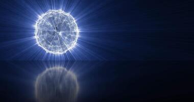 A magic ball with rays of light and reflection on the mirror floor. Abstract star.2 video