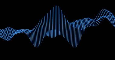 A fluttering colored trail of sine waves on a black background. Seamless looping animation. 67 video