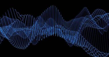 A fluttering colored trail of sine waves on a black background. Seamless looping animation.68 video