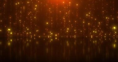 Abstract falling curtains. Streams of sinking sparkling colored particles. Mirror reflection on the floor. Abstract animation. 1 video