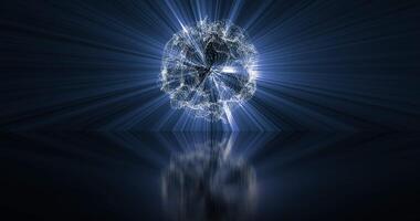 A magic ball with rays of light and reflection on the mirror floor. Abstract star.1 video