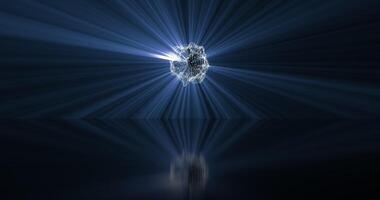 A magic ball with rays of light and reflection on the mirror floor. Abstract star.3 video