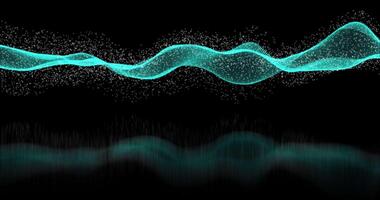 A waving plume of colored particles on a black background. Mirror reflection on the floor. Looped seamless animation. video