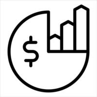 A new unique black and white icon of a graph and a dollar sign vector