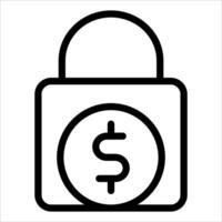 A new unique black and white icon of a padlock with a dollar sign inside vector