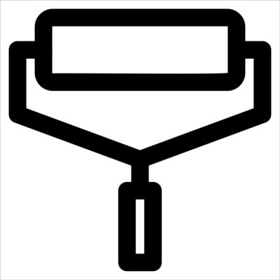 A unique paint roller icon on a white background