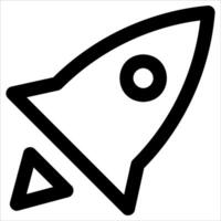 A unique black and white icon of a rocket vector