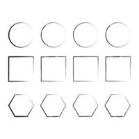 Collection of hand-drawn black outline geometric shapes vector