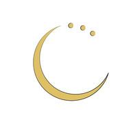 Eco logo moon symbol and dots vector