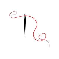 illustration of needles and threads with love vector