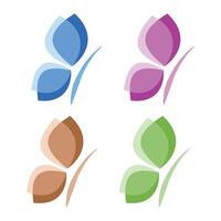Butterflys abstract shape design flat icon set vector