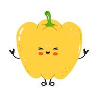 A fun, cartoon style illustration features a smiling Yellow Pepper with a cheerful expression. vector