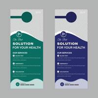 Minimal Medical Promotion Kit with Editable Door Hanger DL Flyer and Roll Up Banner Template vector