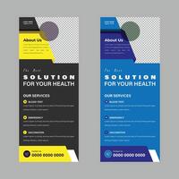 Medical advertising set design with door hanger and roll-up banner template vector
