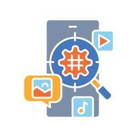 trend detection social media color flat icon for digital and print projects. vector