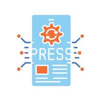automation press release writing color flat icon for digital and print projects. vector