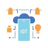 Ai-powered iot black line icon vector