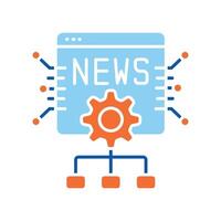 Automatic compilation news digests color flat icon for digital and print projects. vector