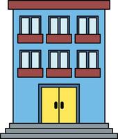 Blue building with balconies and steps illustration vector