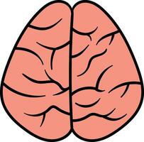 Top view brain with simple lines illustration vector