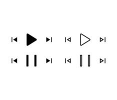 media player buttons. play and pause with previous and next icon vector
