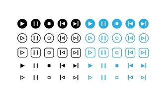 play, pause, stop, previous and forward buttons for mobile and web apps. multimedia player icons set vector