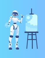 Artificial intelligence artist working. vector