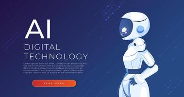 Cartoon character robot woman. AI Content Generator. Chatbot technology vector