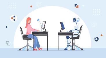Artificial intelligence vs human. Technologies and competition concept vector
