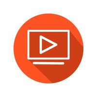 Play button icon on red background. vector