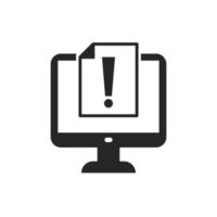 Computer warning icon on white background. vector