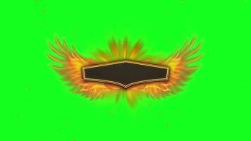 Epic Fire wings animation with a text paceholder on a green screen background, VFX overlay for creators Hd resolution video