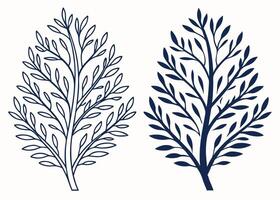 Minimalist tree illustration of two simple trees on white background vector