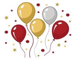 Festive balloons with confetti and stars celebration design graphic illustration vector