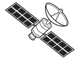 Isolated space satellite outline with solar panels for science and technology designs vector