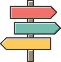Colorful illustration of a multi directional signpost with arrows pointing left and right directions vector