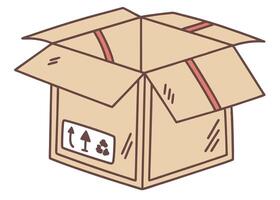 Cartoon cardboard box open illustration isolated on white background simple and clean style vector