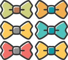 Colorful hand drawn bow tie illustrations isolated against white background in a repeating pattern vector