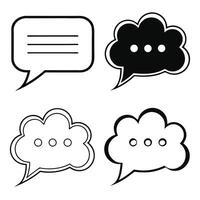 Black and white speech bubbles set message communication icons vector
