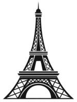 Eiffel tower black and white silhouette isolated on white background parisian landmark vector