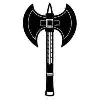 Isolated black double axe silhouette illustration weaponry tool design element vector